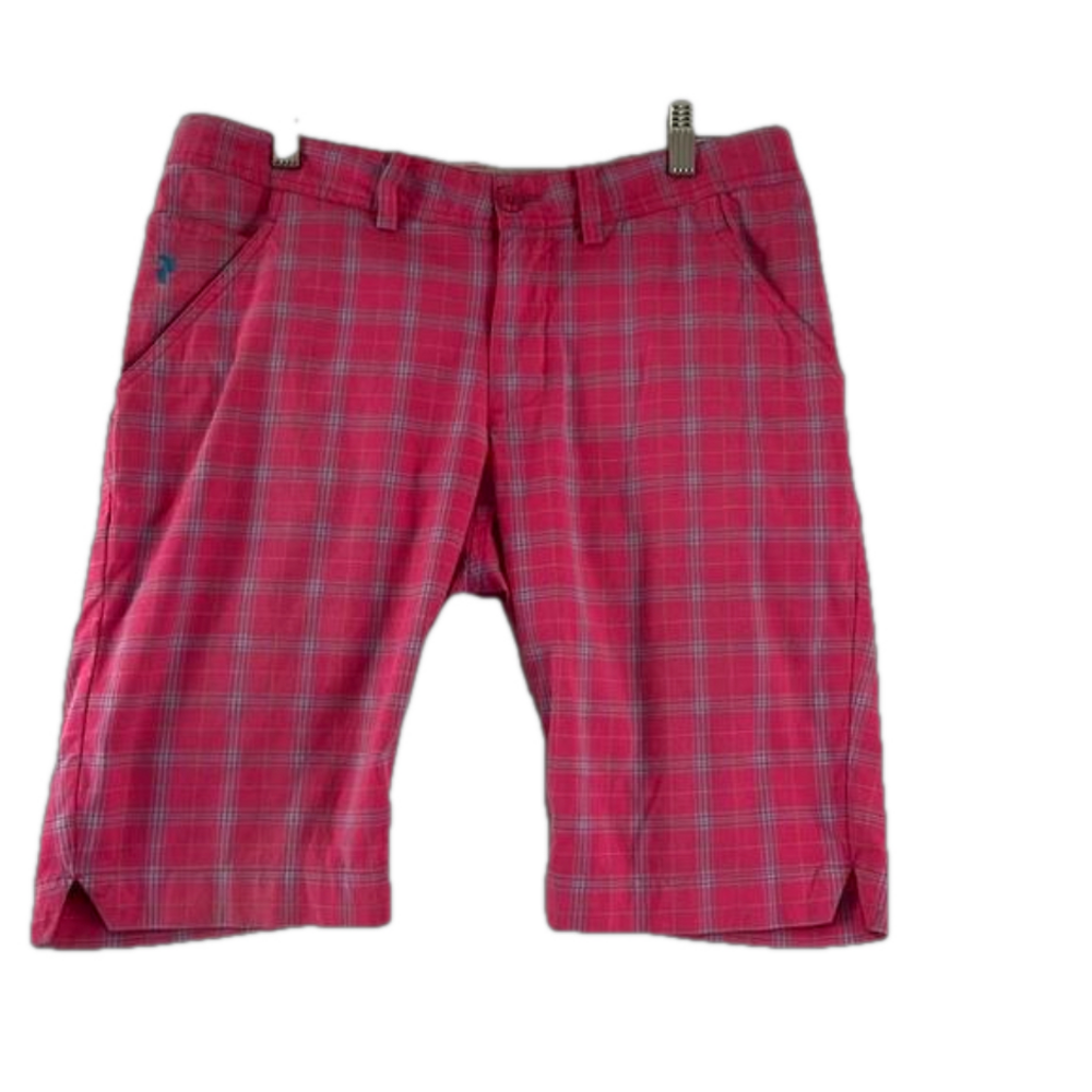 Peak Performance Pink Plaid Bermuda Length Golf Shorts